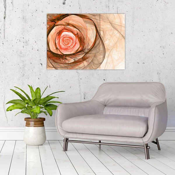 Obraz - Abstraktní růže růžová s bílým pozadím (70x50 cm)