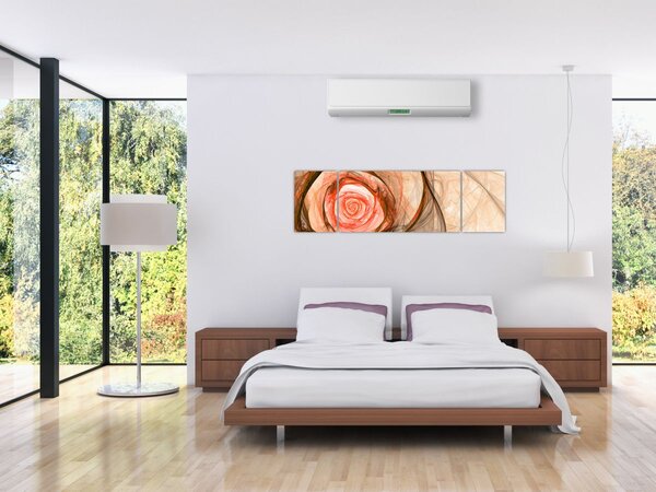 Obraz - Abstraktní růže růžová s bílým pozadím (170x50 cm)