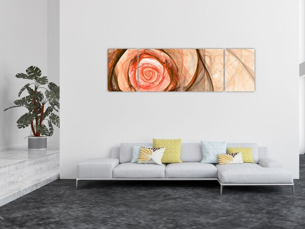 Obraz - Abstraktní růže růžová s bílým pozadím (170x50 cm)