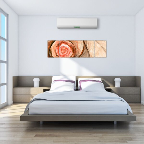 Obraz - Abstraktní růže růžová s bílým pozadím (170x50 cm)