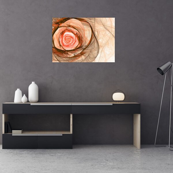 Obraz - Abstraktní růže růžová s bílým pozadím (70x50 cm)