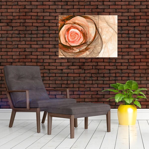Obraz - Abstraktní růže růžová s bílým pozadím (70x50 cm)