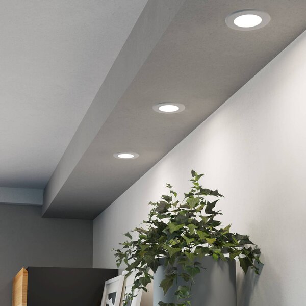 EGLO connect LED podhledové svítidlo Fueva 6-Z, bílé, sada 3 ks, stmívatelný, Bílá / opál, Obývací pokoj / jídelna, Plast, Moderní