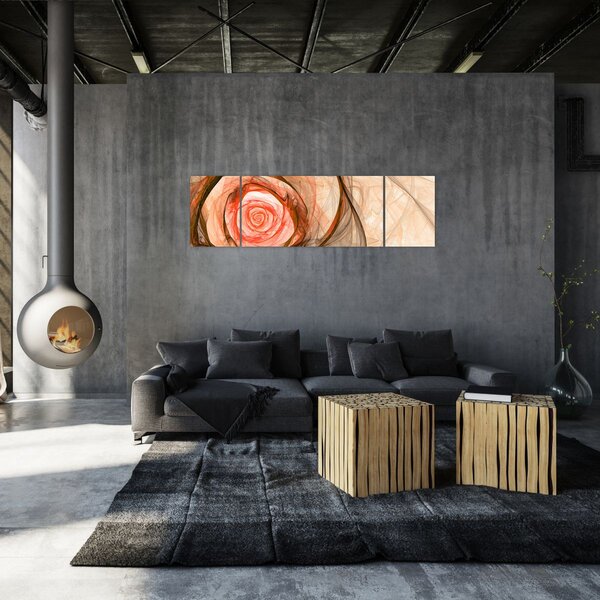 Obraz - Abstraktní růže růžová s bílým pozadím (170x50 cm)