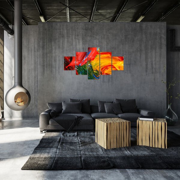 Obraz - Modrení abstrakce štětcem (125x70 cm)
