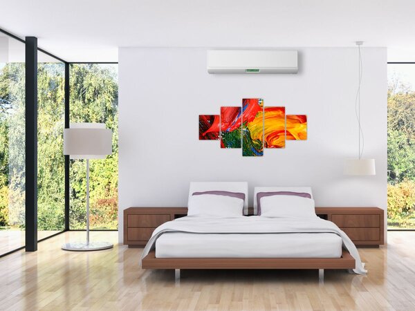 Obraz - Modrení abstrakce štětcem (125x70 cm)