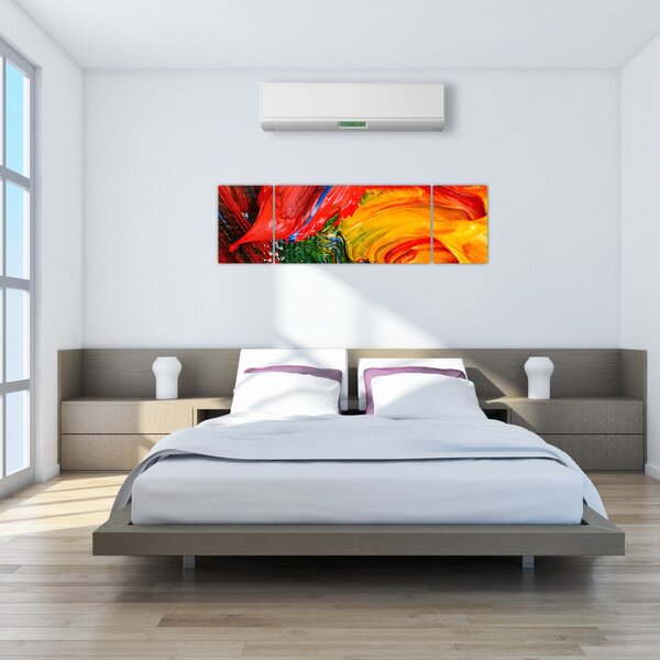 Obraz - Modrení abstrakce štětcem (170x50 cm)