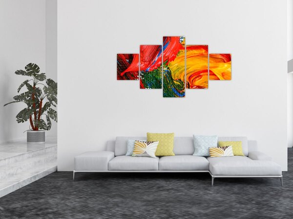 Obraz - Modrení abstrakce štětcem (125x70 cm)