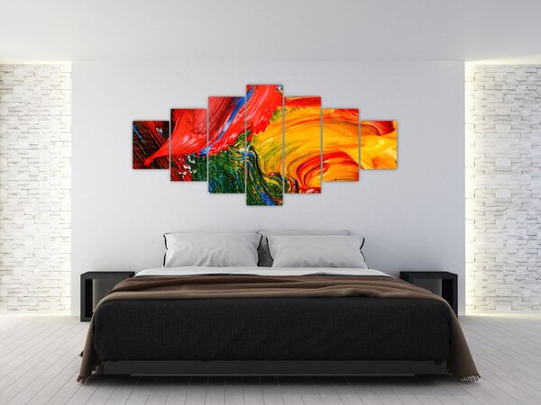 Obraz - Modrení abstrakce štětcem (210x100 cm)