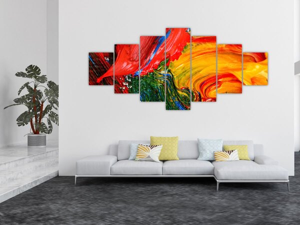 Obraz - Modrení abstrakce štětcem (210x100 cm)