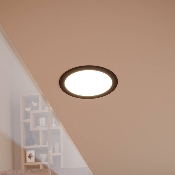 EGLO connect Smart LED podhledové svítidlo Fueva 6-Z, černé, Ø16cm, stmívatelný, Černá, Obývací pokoj / jídelna, Plast, Moderní