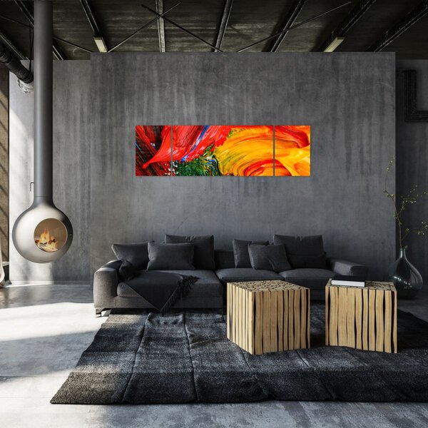 Obraz - Modrení abstrakce štětcem (170x50 cm)