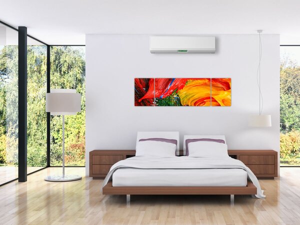 Obraz - Modrení abstrakce štětcem (170x50 cm)