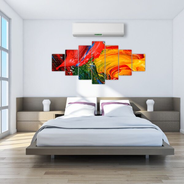 Obraz - Modrení abstrakce štětcem (210x100 cm)
