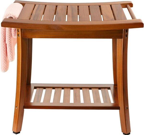 Stolička DIVERO s držákem, masivní teak, 47,2 x 33,5 x 56 cm