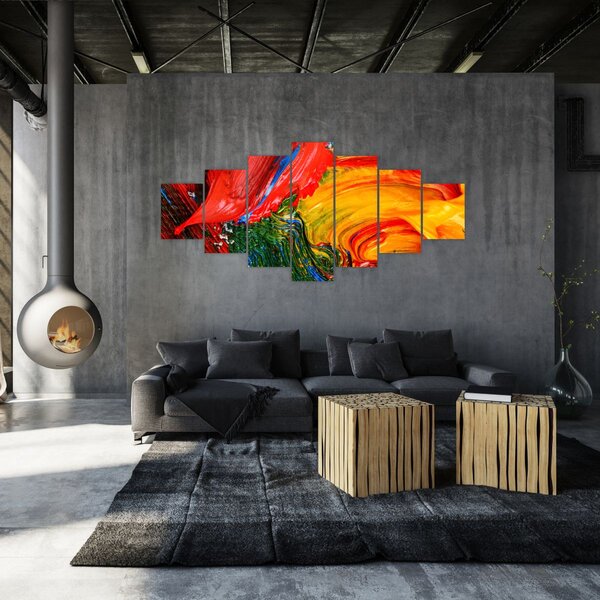 Obraz - Modrení abstrakce štětcem (210x100 cm)
