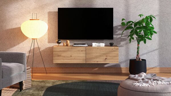 TV STOLEK, dub artisan, 128/32/42 cm Xora - TV stolky & komody pod TV