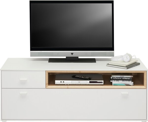 KOMODA POD TELEVIZI, bílá, barvy dubu, 130/48/50 cm Hom`in - Dětské pokoje sestavy