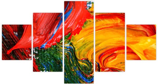 Obraz - Modrení abstrakce štětcem (125x70 cm)
