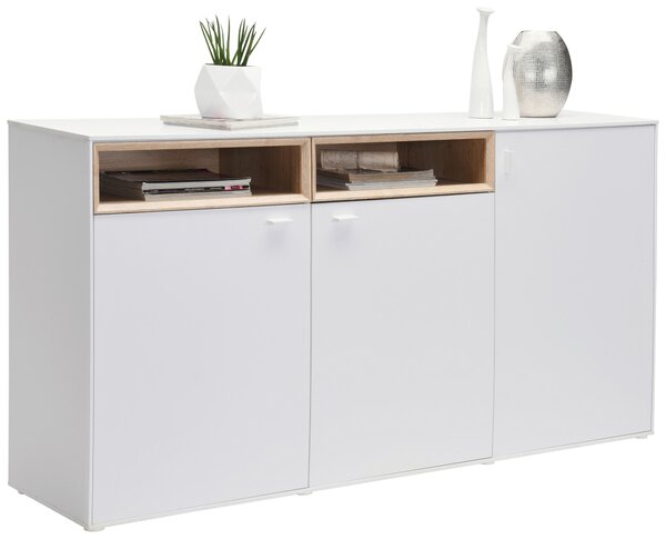 KOMODA, bílá, barvy dubu, 180,4/92,8/43 cm Hom`in - Široké komody