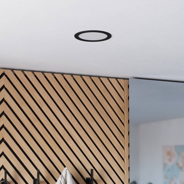 EGLO connect Smart LED podhledové svítidlo Fueva 6-Z, černé, Ø16cm, stmívatelný, Černá, Obývací pokoj / jídelna, Plast, Moderní
