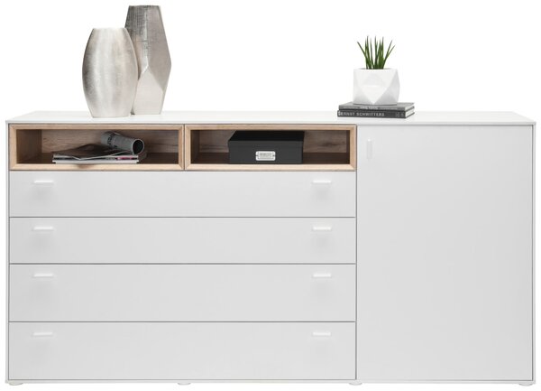 KOMODA, bílá, barvy dubu, 180,4/92,8/43 cm Hom`in - Široké komody