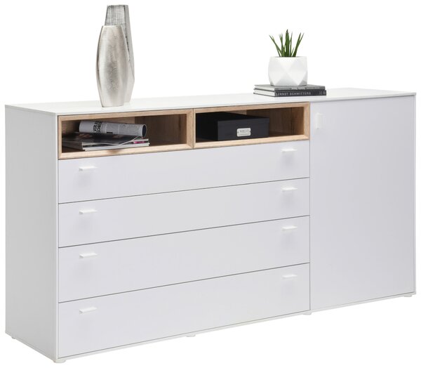 KOMODA, bílá, barvy dubu, 180,4/92,8/43 cm Hom`in - Široké komody