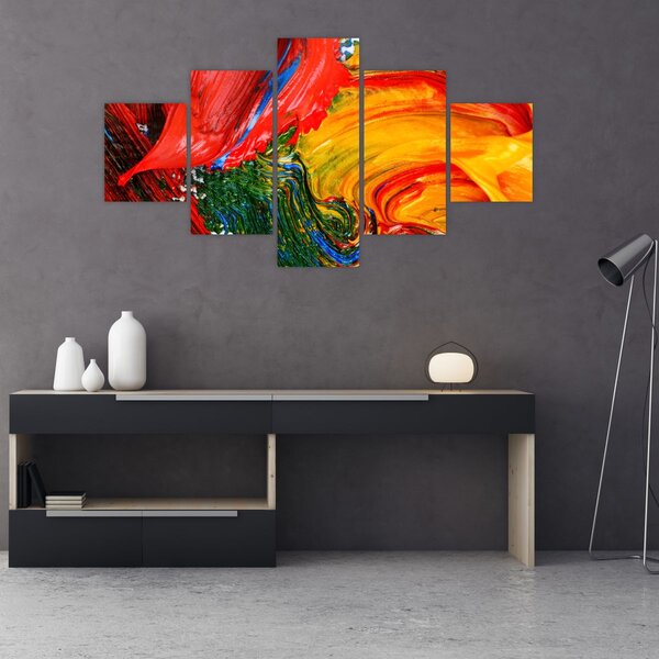 Obraz - Modrení abstrakce štětcem (125x70 cm)