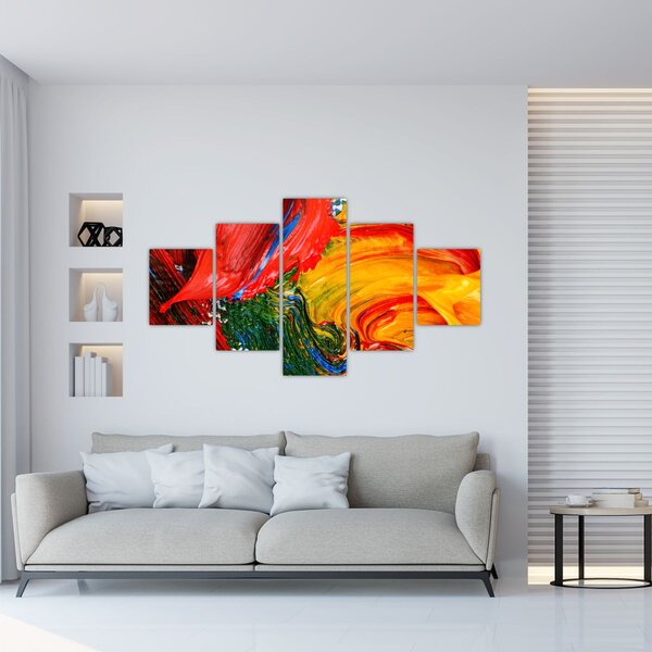 Obraz - Modrení abstrakce štětcem (125x70 cm)