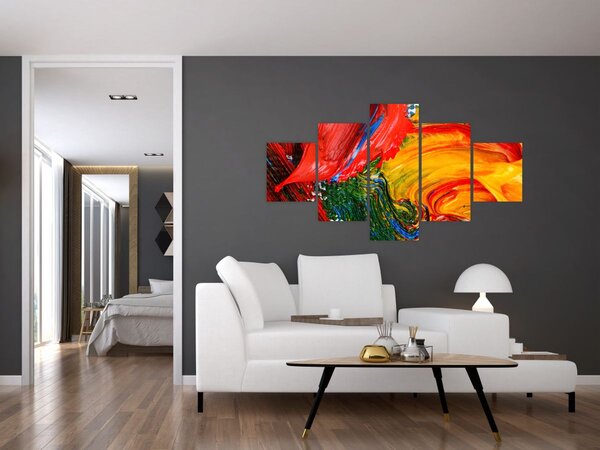 Obraz - Modrení abstrakce štětcem (125x70 cm)