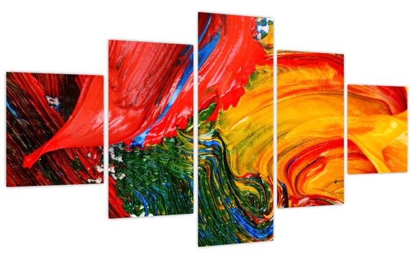 Obraz - Modrení abstrakce štětcem (125x70 cm)