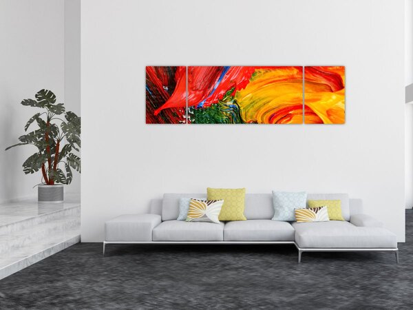 Obraz - Modrení abstrakce štětcem (170x50 cm)