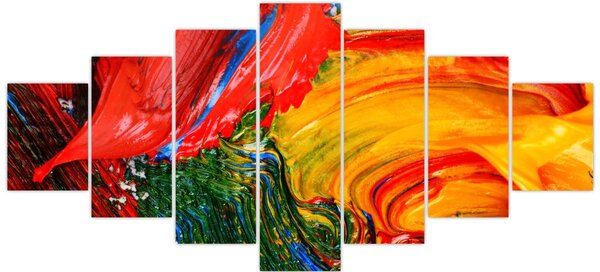 Obraz - Modrení abstrakce štětcem (210x100 cm)