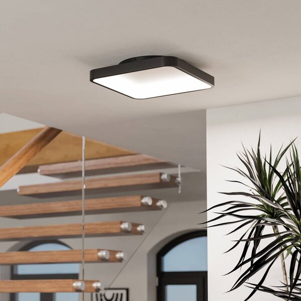 EGLO connect Smart LED stropní svítidlo Loretello-Z, hranaté, černé, stmívatelný, Černá, Obývací pokoj / jídelna, kov, Moderní