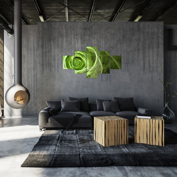 Obraz - Abstraktní růže zelená (125x70 cm)