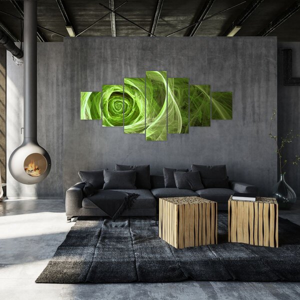 Obraz - Abstraktní růže zelená (210x100 cm)