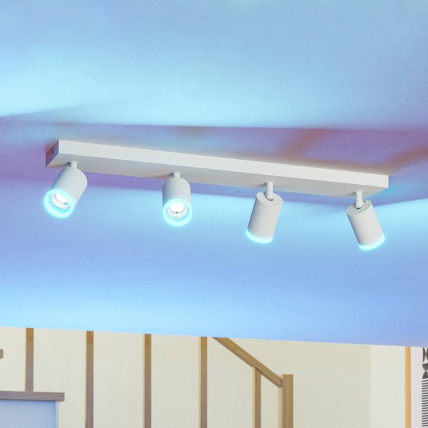 EGLO connect Smart LED bodovka Melitello-Z, 4-bodová, bílá, stmívatelný, Bílá / opál, Obývací pokoj / jídelna, Hliník, Moderní
