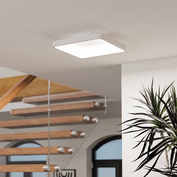 EGLO connect Smart-LED stropní svítidlo Loretello-Z, hranaté, bílé, stmívatelný, Bílá / opál, Obývací pokoj / jídelna, kov, Moderní