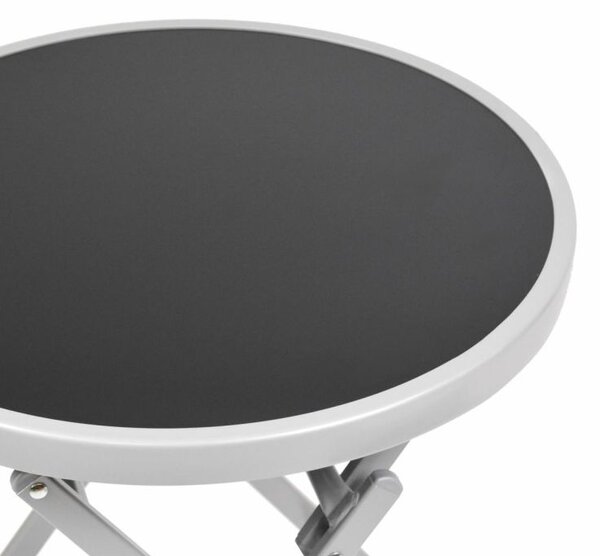Zahradní bistro stolek, skládací, Ø 45 cm, černá tónovaná