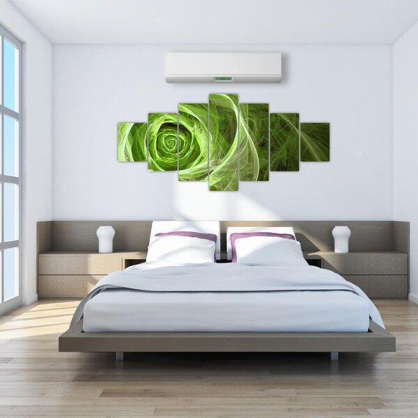 Obraz - Abstraktní růže zelená (210x100 cm)