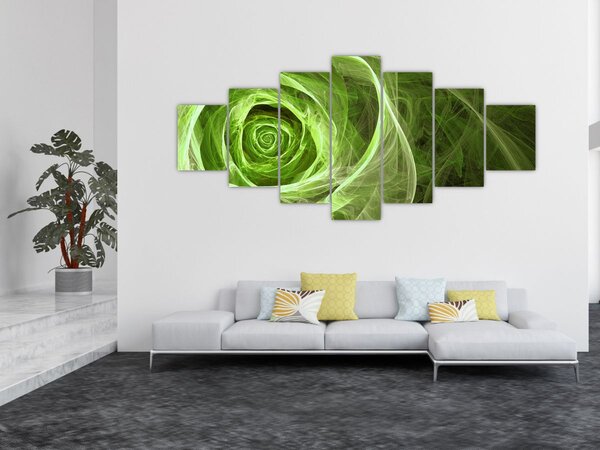 Obraz - Abstraktní růže zelená (210x100 cm)