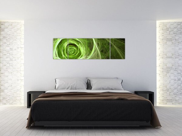 Obraz - Abstraktní růže zelená (170x50 cm)