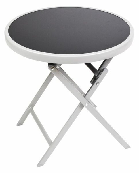 Zahradní bistro stolek, skládací, Ø 45 cm, černá tónovaná