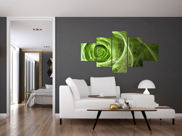Obraz - Abstraktní růže zelená (125x70 cm)
