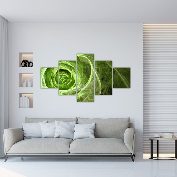 Obraz - Abstraktní růže zelená (125x70 cm)