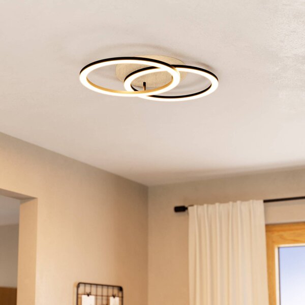 EGLO connect Smart LED stropní svítidlo Lomaltas-Z, 58 cm, 4400 lm, stmívatelný, Černá, Obývací pokoj / jídelna, kov, Moderní