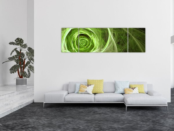 Obraz - Abstraktní růže zelená (170x50 cm)