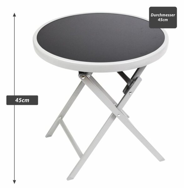 Zahradní bistro stolek, skládací, Ø 45 cm, černá tónovaná
