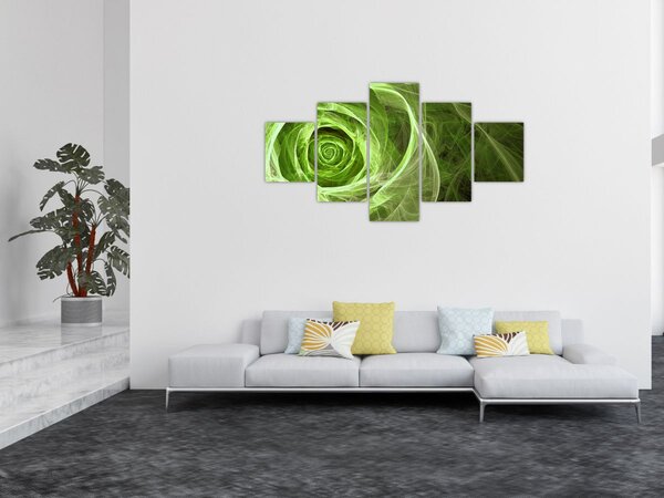 Obraz - Abstraktní růže zelená (125x70 cm)