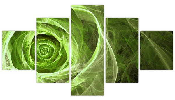 Obraz - Abstraktní růže zelená (125x70 cm)